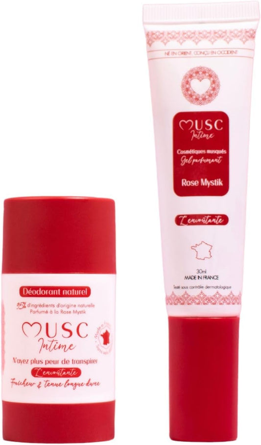 MUSC INTIME The Official Brand – The Musky Duo – Deodorant & Intimate Fragrance – Mystik Rose – The Enchanting – Prevents Bad Odours & Gently Cleanses – 50 g & 30 ml